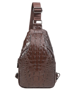 Croc Sling Backpack Crossbody Bag CY-8920 COFFEE /
